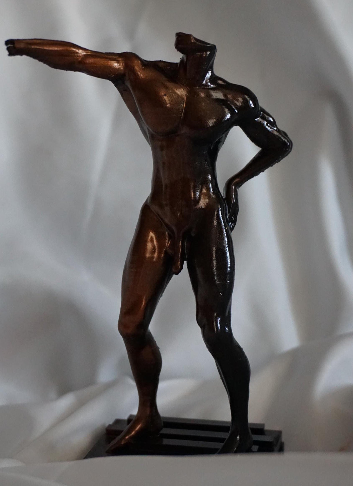 Bronze Male Sculpture, Echo of Command – Deep Bronze & Obsidian
