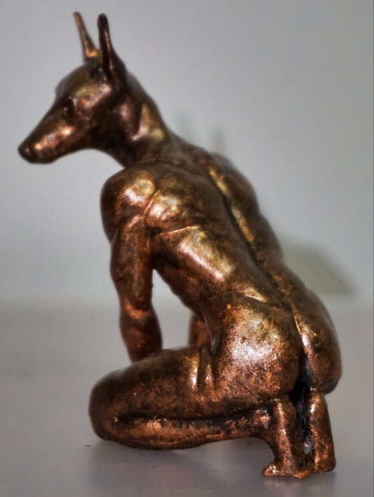 Dog Man Statue | Nude Canine Man Sculpture | Anthropomorphic Dog Figurine | Anubis Inspired Fantasy Art | Furry Decor | Multiple Colors & Sizes