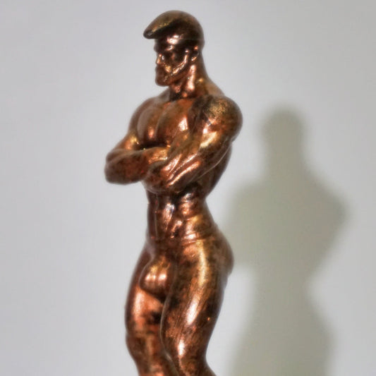 Papa Smurf Inspired Muscle Man Statue | Tom of Finland Style Male Sculpture | Muscular Bearded Man Figurine | Gay Art Decor | Male Figure