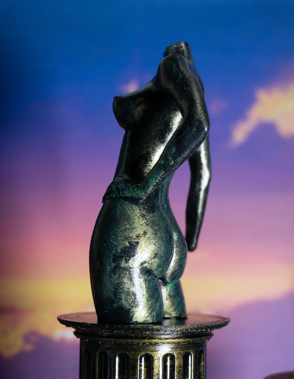 Female Confidence Sculpture, 3D Printed PLA, Glossy Acrylic Finish
