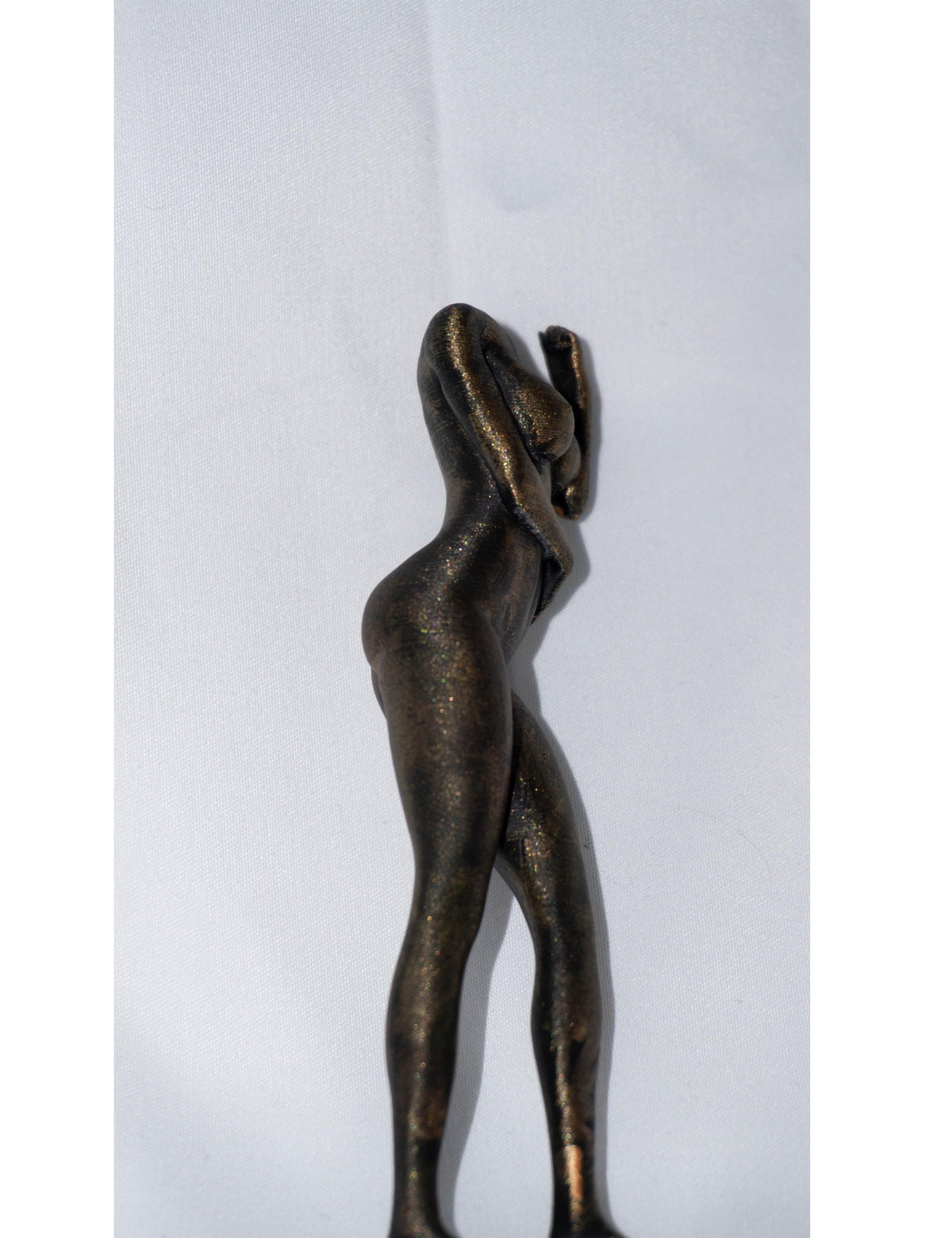 Female Thinker Sculpture, Glossy 3D Printed Acrylic Paint Art
