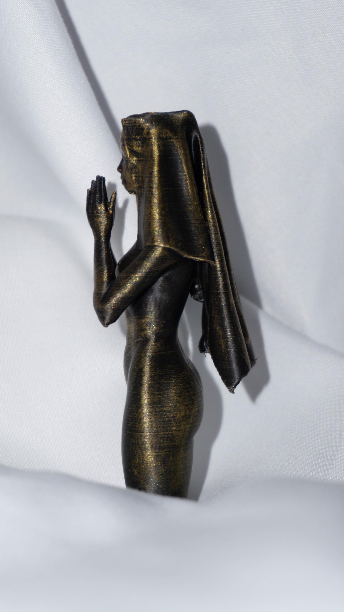 Nun Sculpture, Female Figure In Glossy PLA Finish