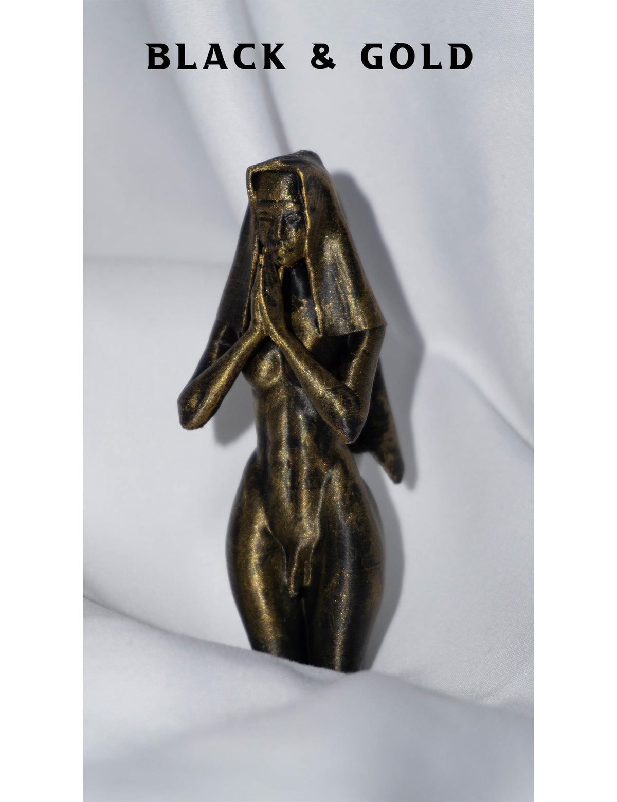 Androgynous Nun Sculpture, 3D Printed PLA, Glossy Acrylic Finish