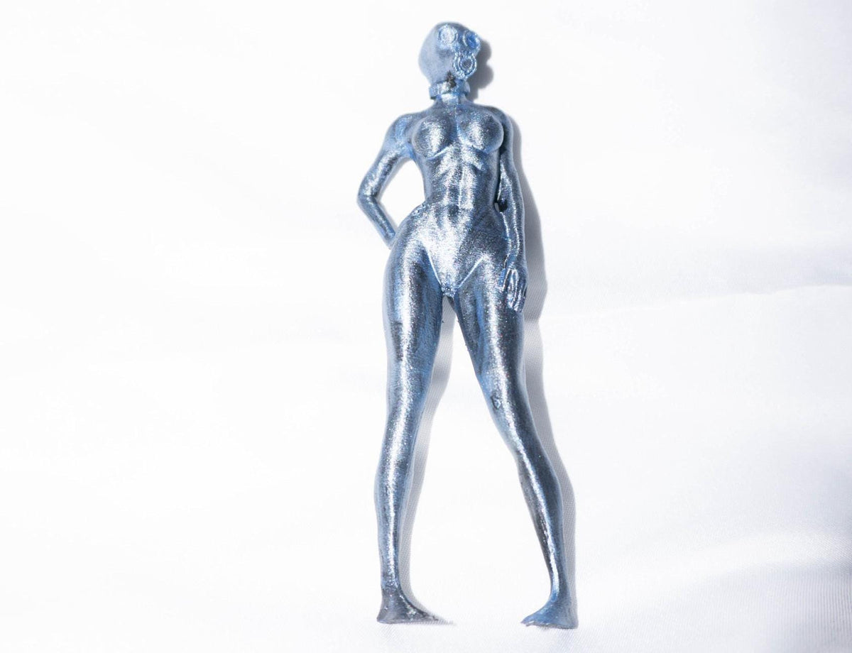 Female Sculpture, Subdued 3D Printed PLA Figurine, Glossy Acrylic Finish
