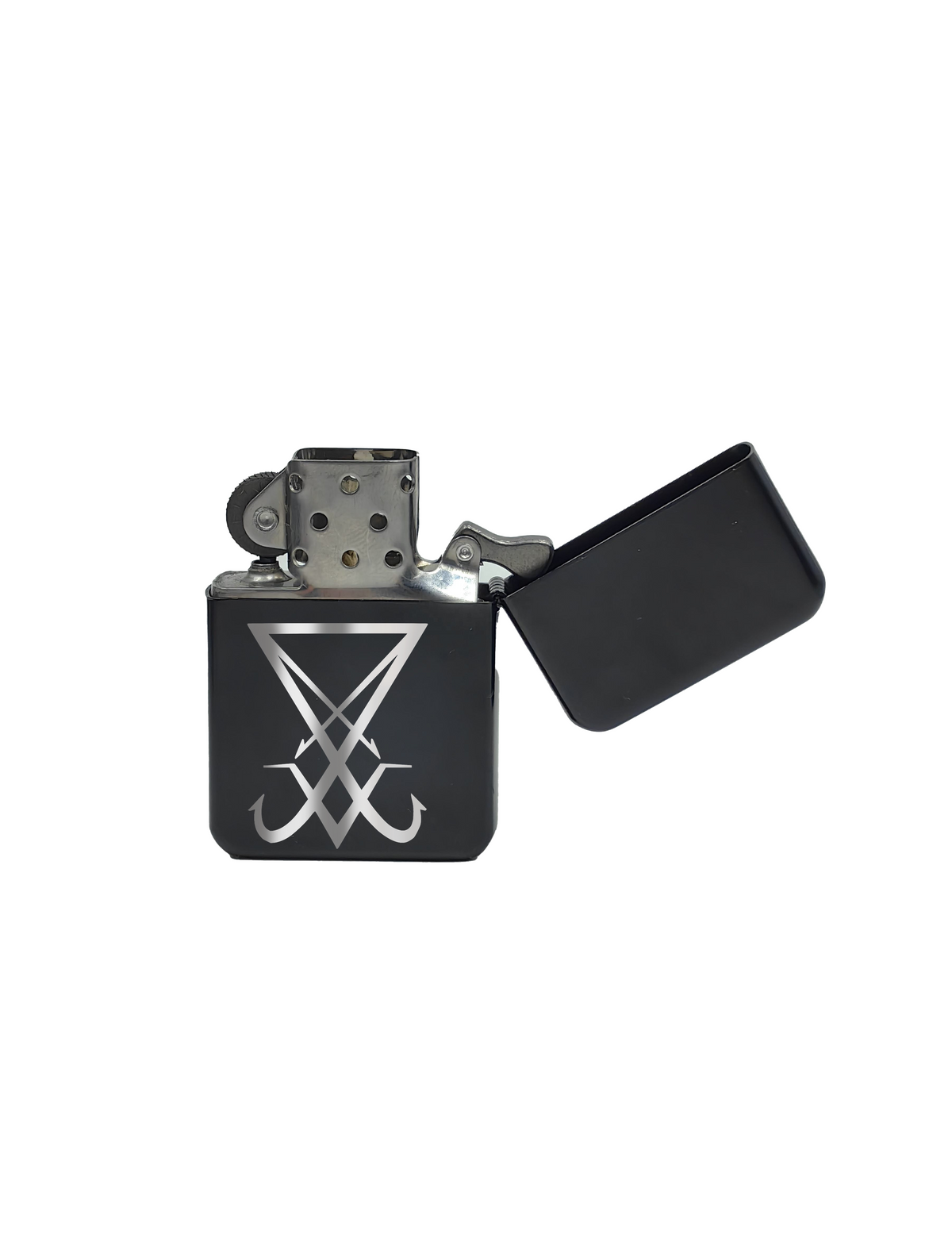 Refillable Lighter, Lucifer Sign, Stainless Steel, Kerosene