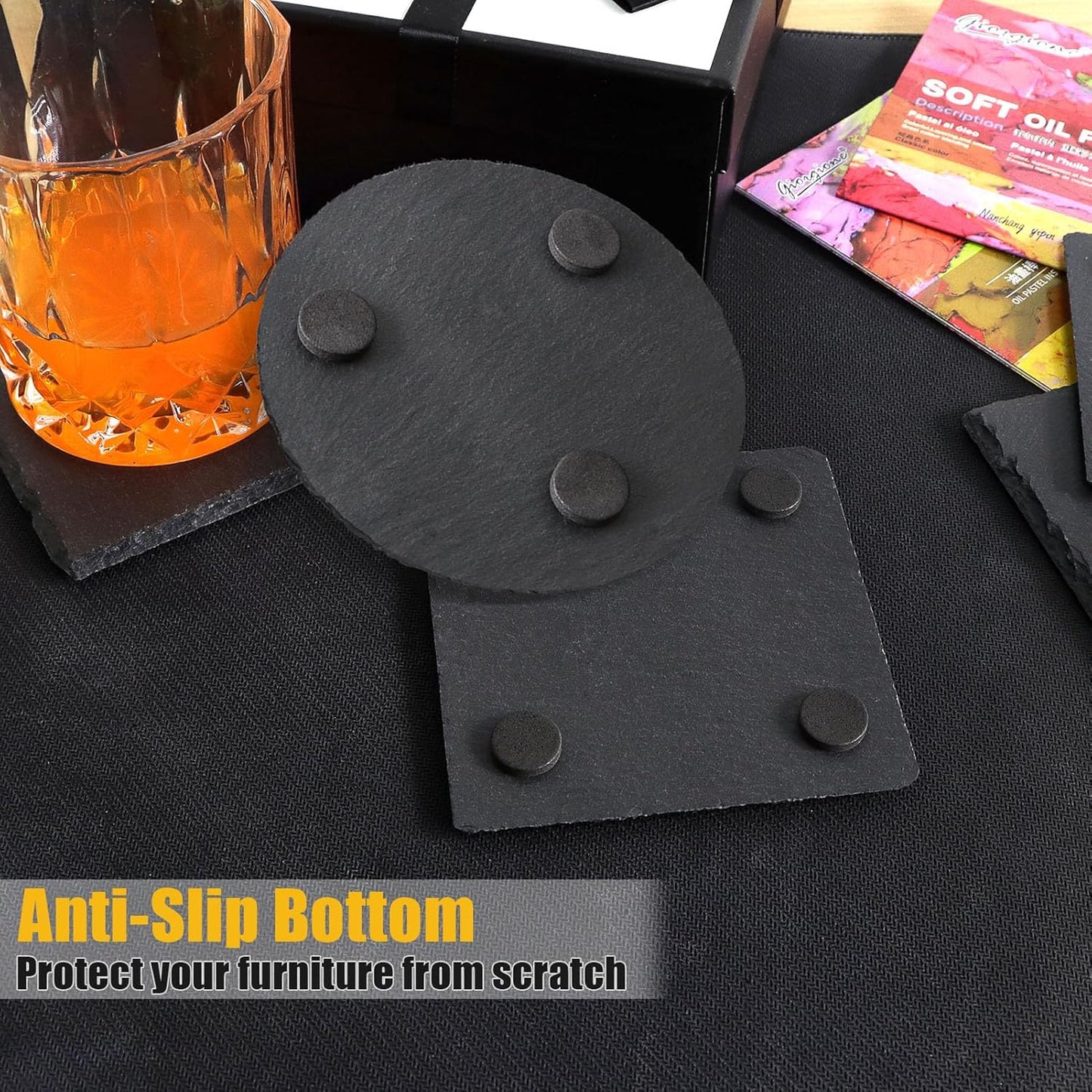 The All Seeing Eye Slate Coaster Anti Slip Legs Laser Engraved (Copy)