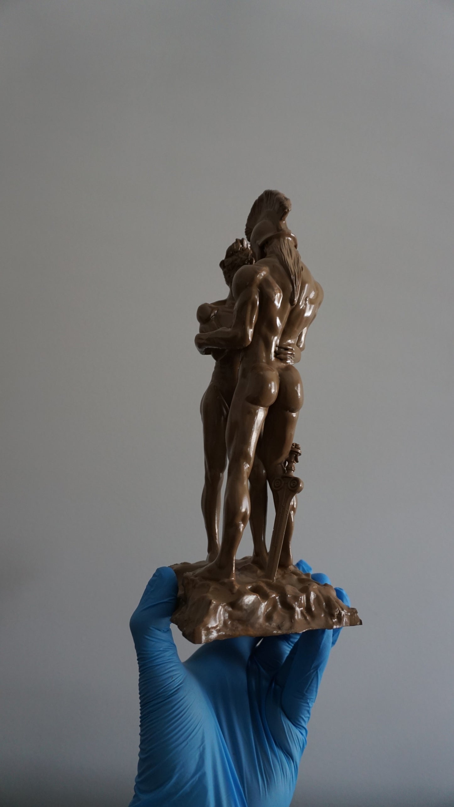 Nutmeg Achilles and Patroclus Statue Classical Male Sculpture Figurative Art Dramatic Greek Inspired Decor