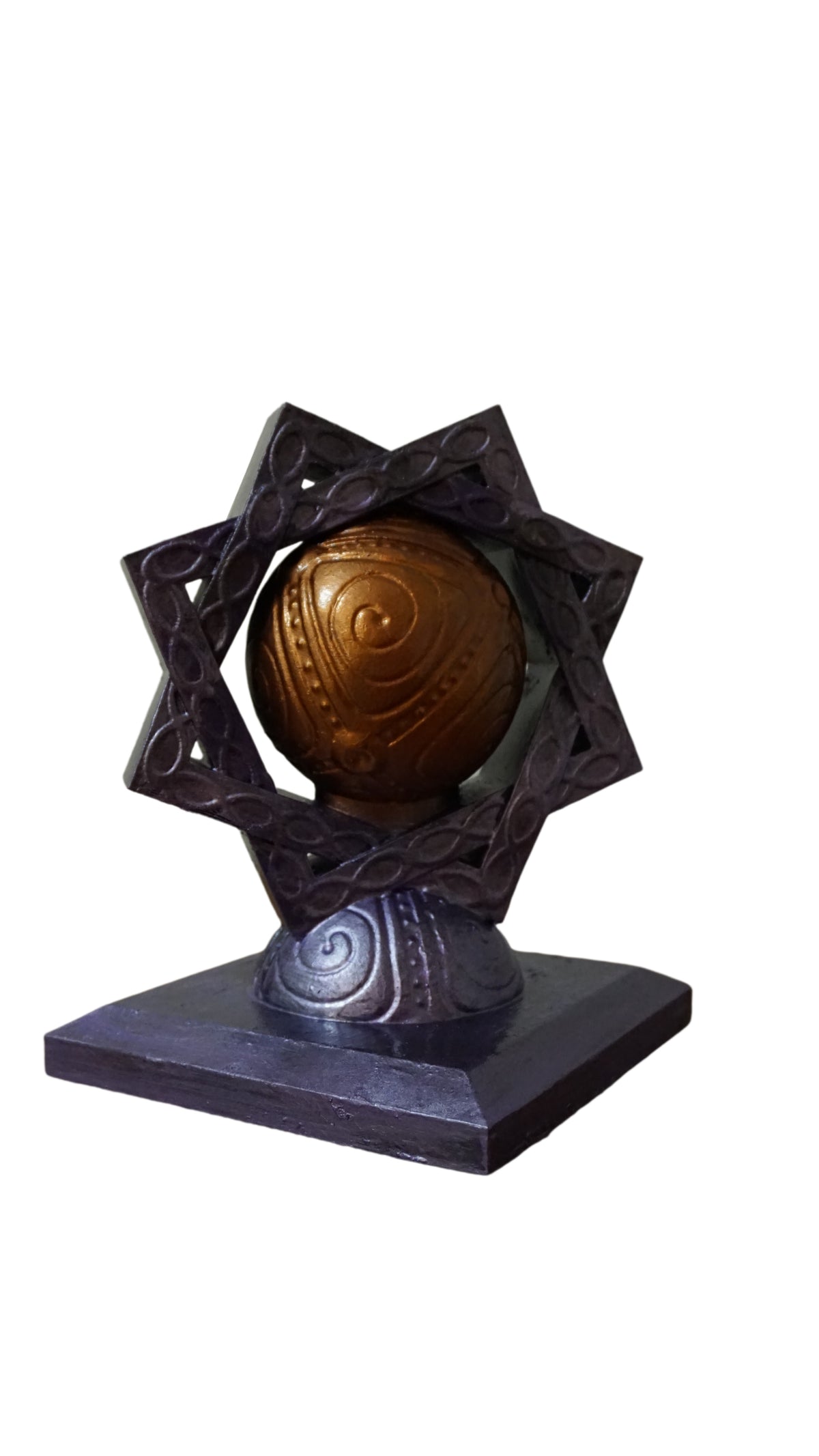 Purple & Bronze Divine Shrine Statue | Fantasy Altar Sculpture | Mystical Orb Shrine | Arcane Temple Decor | 4–40 Inches