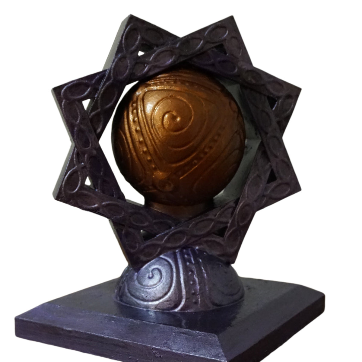 Purple & Bronze Divine Shrine Statue | Fantasy Altar Sculpture | Mystical Orb Shrine | Arcane Temple Decor | 4–40 Inches