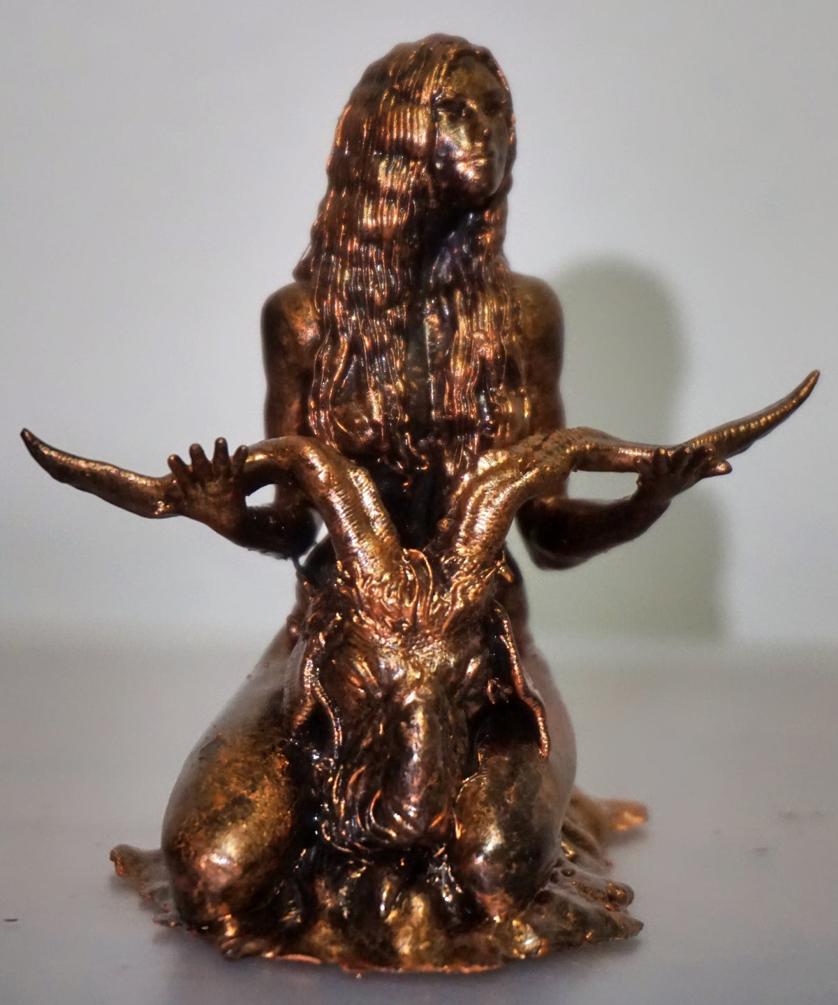 Woman with Severed Goat Head Statue | Dark Occult Female Sculpture | Horned Goat Figurine | Ritual Gothic Art | Witchcraft Inspired Decor