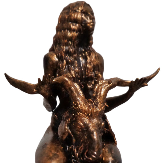 Woman with Severed Goat Head Statue | Dark Occult Female Sculpture | Horned Goat Figurine | Ritual Gothic Art | Witchcraft Inspired Decor