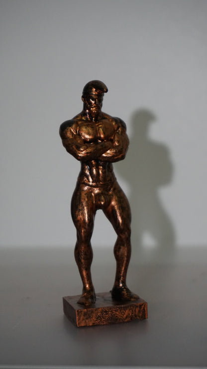 Papa Smurf Inspired Muscle Man Statue | Tom of Finland Style Male Sculpture | Muscular Bearded Man Figurine | Gay Art Decor | Male Figure