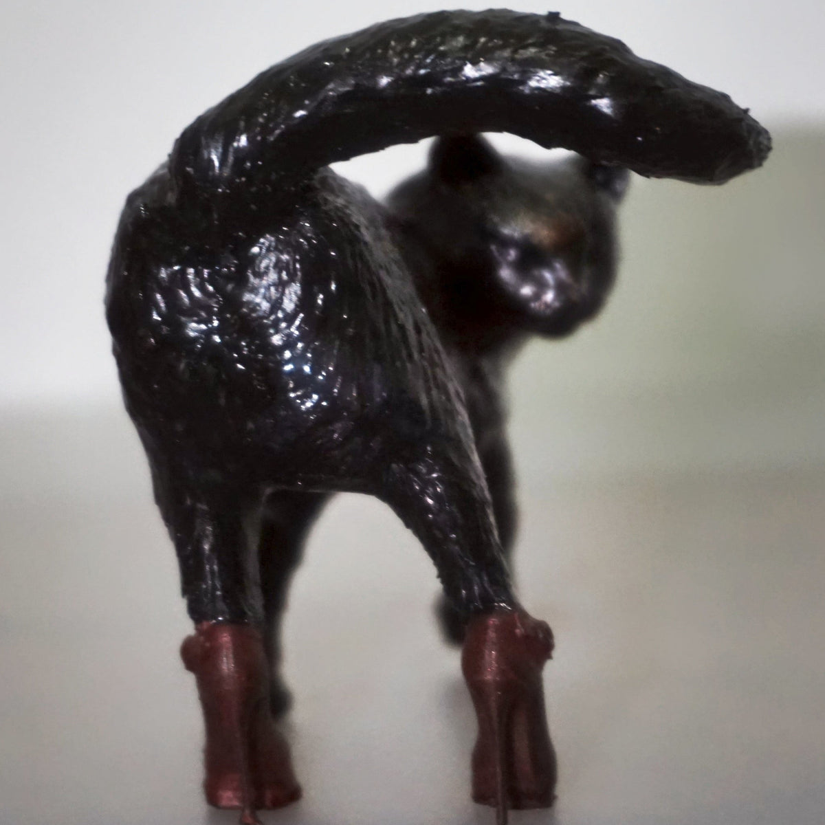 Sassy Black Cat Statue with Red High Heels | Funny Cat Sculpture | Cheeky Cat Butt Figurine | Unique Cat Lover Gift | Quirky Home Decor