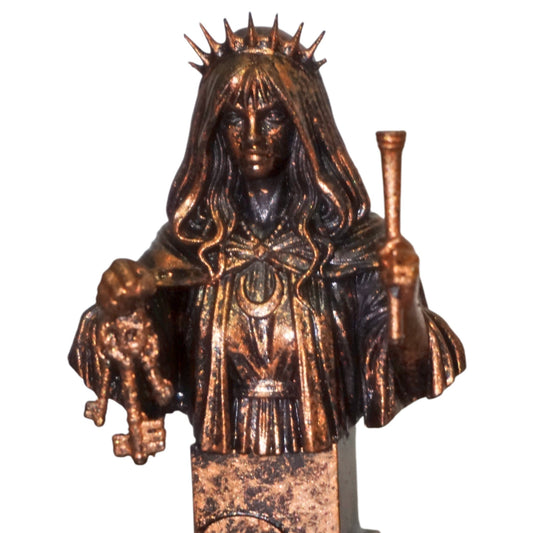 Hecate Statue with Torch & Keys | Greek Goddess of Witchcraft Sculpture | Triple Goddess | Crossroads Deity | Pagan Altar Decor