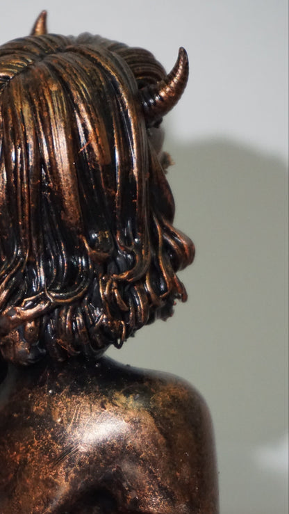 Demon Woman Bust | Horned Female Sculpture | Short Hair Demon Girl Statue | Gothic Fantasy Art | Succubus Decor | Multiple Colors & Sizes