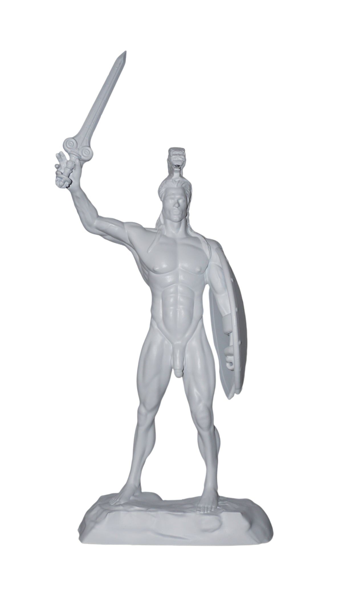 Achilles Statue | Greek Warrior Sculpture | Sword & Shield Figurine | Detachable Sword | White Matte Greek Mythology Decor