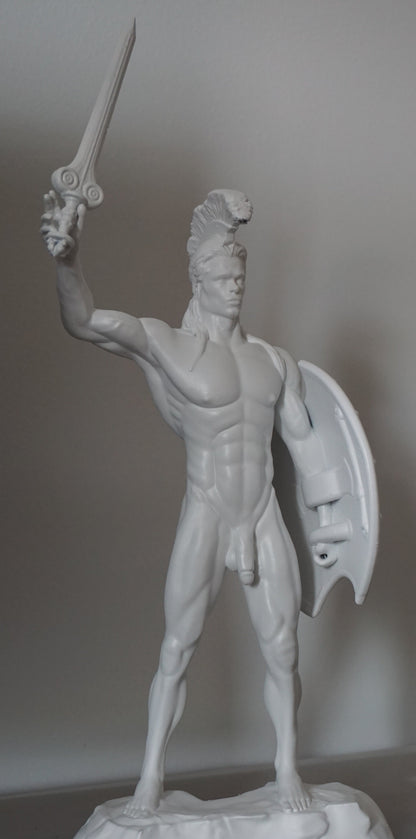 Achilles Statue | Greek Warrior Sculpture | Sword & Shield Figurine | Detachable Sword | White Matte Greek Mythology Decor