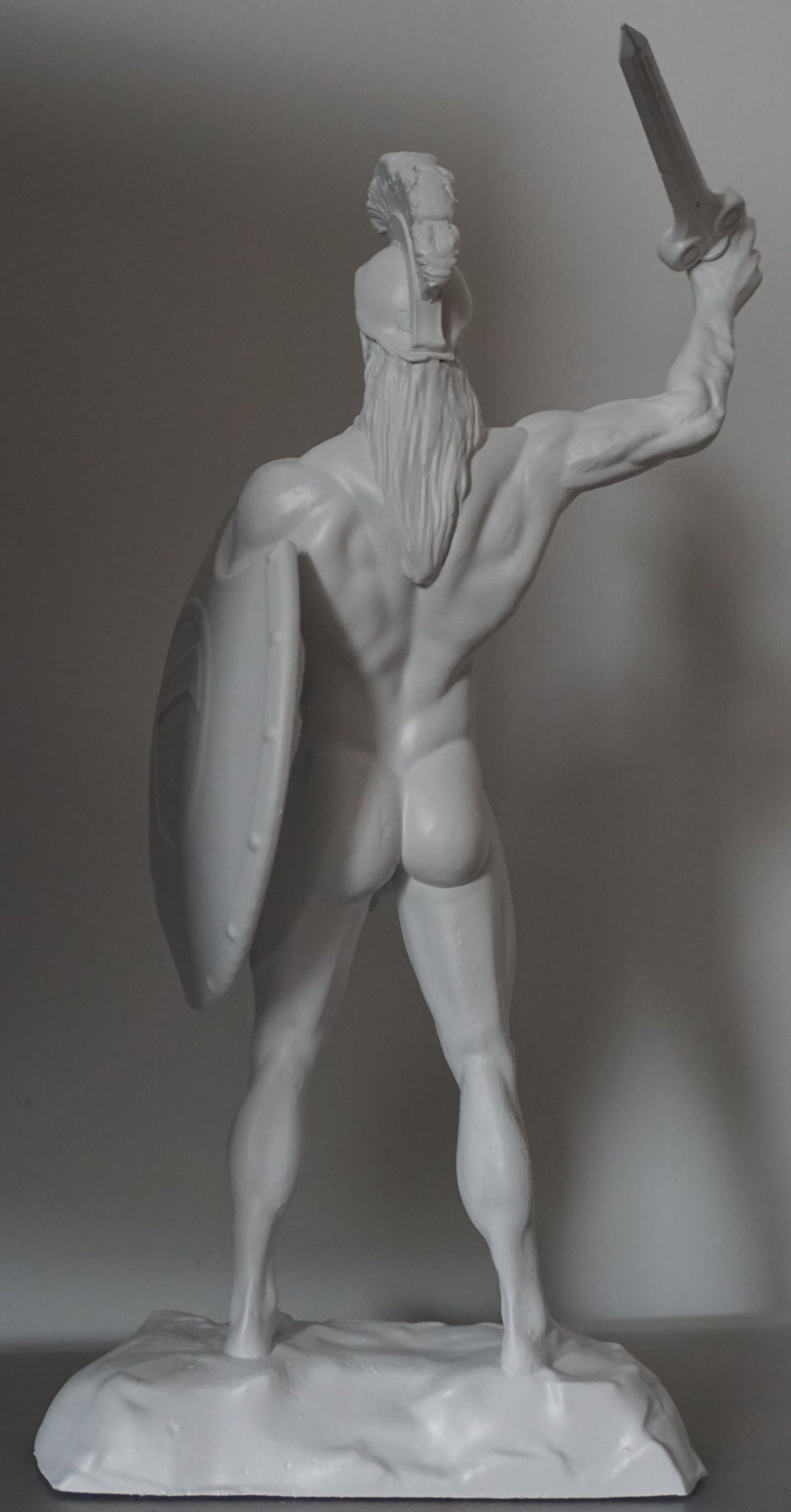 Achilles Statue | Greek Warrior Sculpture | Sword & Shield Figurine | Detachable Sword | White Matte Greek Mythology Decor