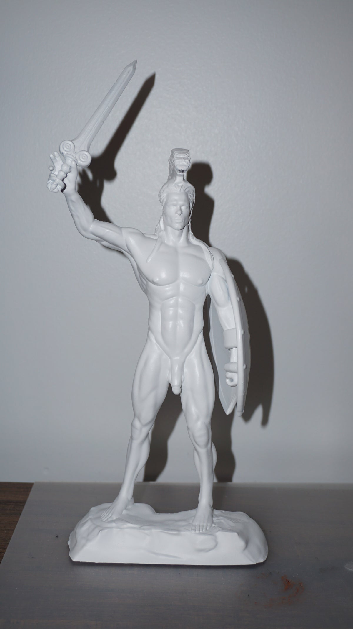 Achilles Statue | Greek Warrior Sculpture | Sword & Shield Figurine | Detachable Sword | White Matte Greek Mythology Decor
