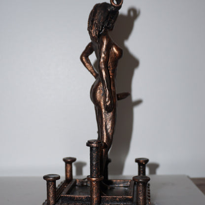 Trans Cambion Demon Statue | Transgender Demon Sculpture | Horned Fantasy Figure | Greek Pillar Base | LGBTQ+ Art | Gothic Mythology Decor