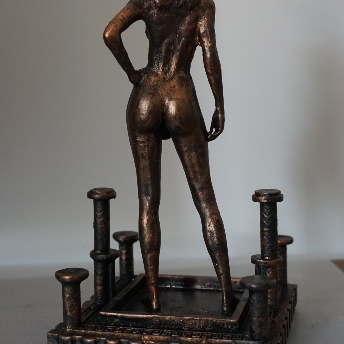 Trans Cambion Demon Statue | Transgender Demon Sculpture | Horned Fantasy Figure | Greek Pillar Base | LGBTQ+ Art | Gothic Mythology Decor