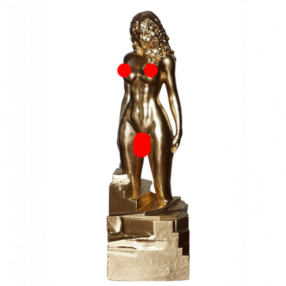 Gold Transgender Woman Statue | Trans Female Nude Sculpture | LGBTQ+ Pride Art | Feminine Body Figurine | Modern Figurative Decor