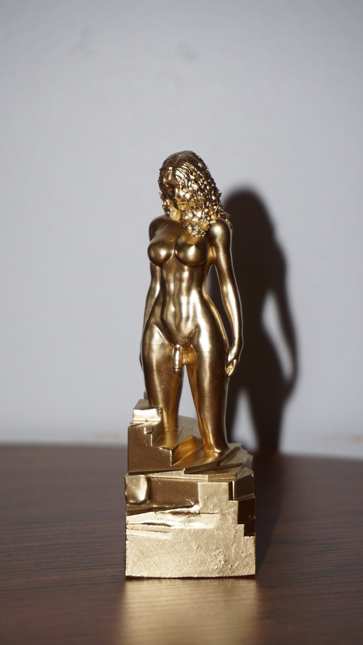 Gold Transgender Woman Statue | Trans Female Nude Sculpture | LGBTQ+ Pride Art | Feminine Body Figurine | Modern Figurative Decor