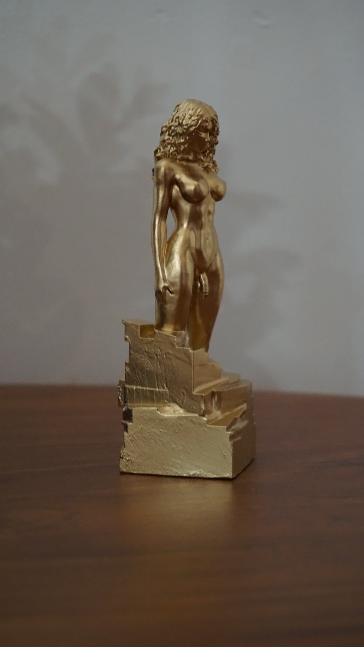 Gold Transgender Woman Statue | Trans Female Nude Sculpture | LGBTQ+ Pride Art | Feminine Body Figurine | Modern Figurative Decor