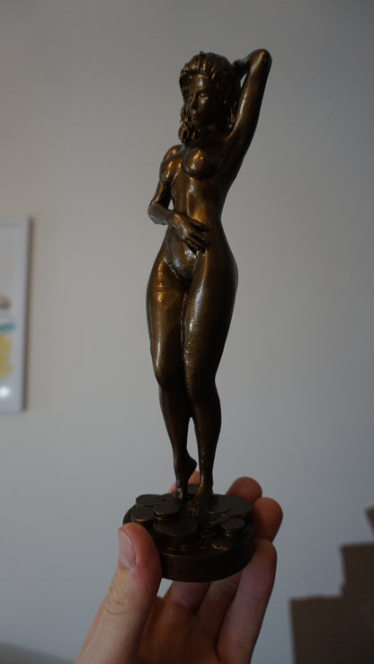 "Bronze Respite" Showering Woman Art Sculpture and figurine elf statue