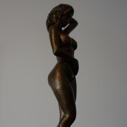 "Bronze Respite" Showering Woman Art Sculpture and figurine elf statue
