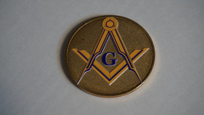 Masonry Guild Coin | Masonic Inspired Challenge Coin | Freemason Symbol Collectible | Gold Silver Rose Gold Finish | Fraternal Keepsake