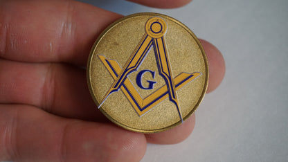 Masonry Guild Coin | Masonic Inspired Challenge Coin | Freemason Symbol Collectible | Gold Silver Rose Gold Finish | Fraternal Keepsake