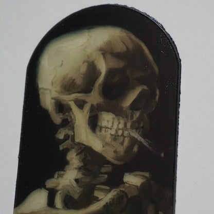 Skeleton Smoking Cigarette Stained Glass Acrylic Art | Gothic Skeleton Window Decor | Dark Humor Acrylic Panel | Alternative Wall Art