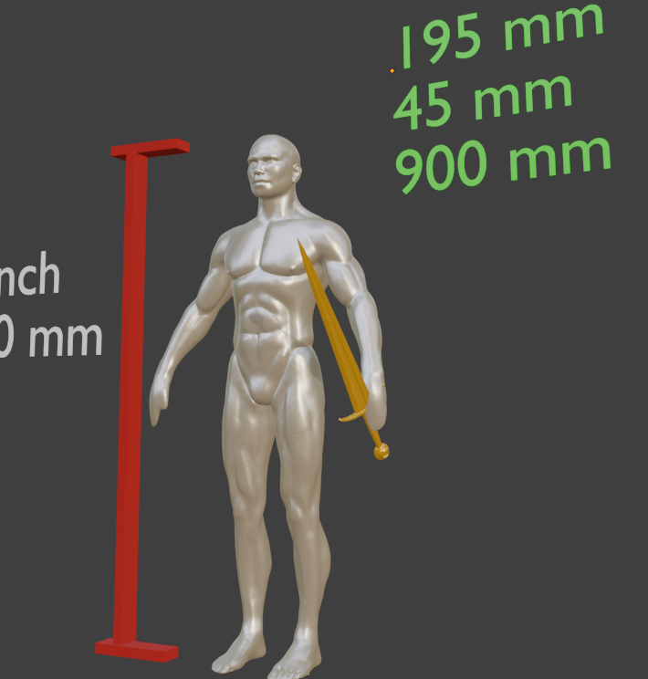 Miniature Broad Sword, Miniature Format ABS Resin, Tabletop Display
