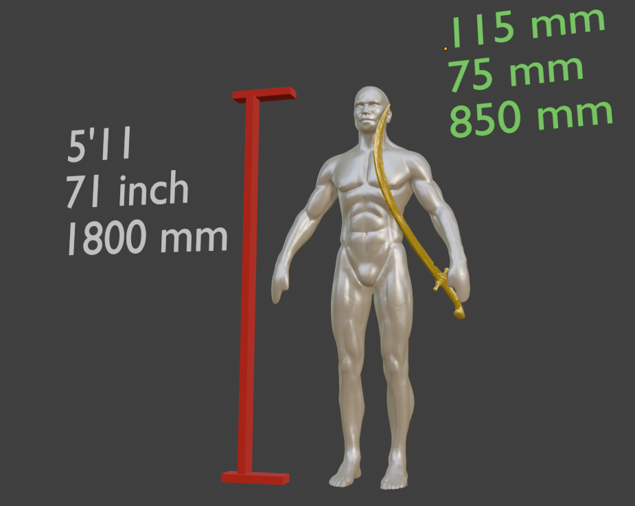 Curved Sword Miniature, Mini Bandit's Format, ABS Resin, Tabletop Display
