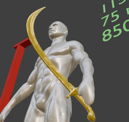 Curved Sword Miniature, Mini Bandit's Format, ABS Resin, Tabletop Display