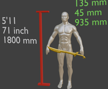 Nordic Sword Miniature, Short Design ABS Resin, 1:2 to 1:16 Scale