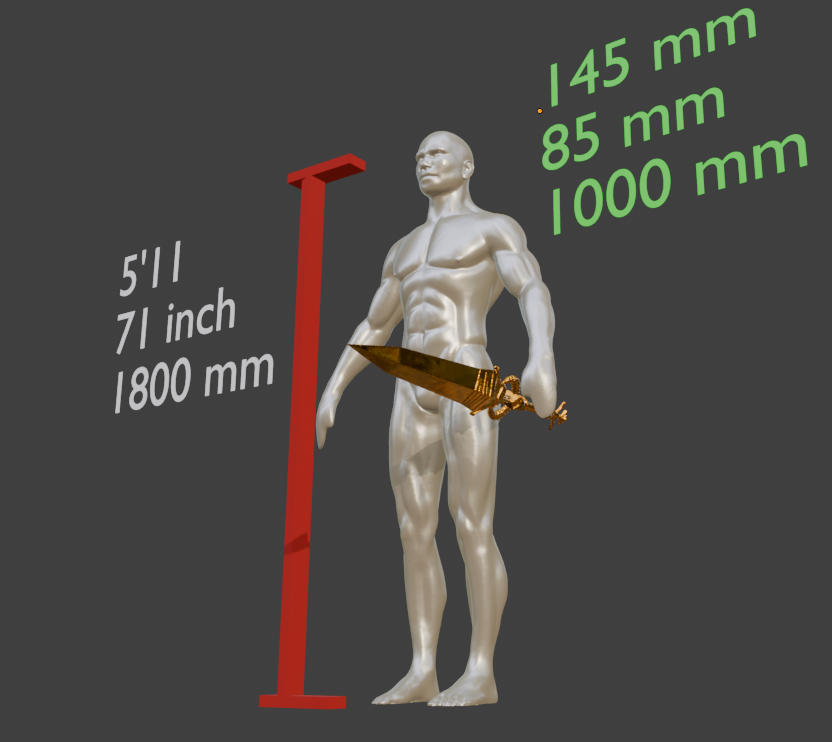 Crystal Sword Miniature, Abs Resin, Scale Options 1:2 to 1:16