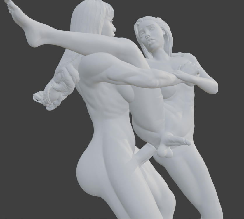 Transgender "Side Love" Erotic Art Sculpture and figurine