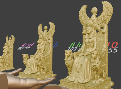 Bastet on throne - Ancient Egyptian Goddess of Cats, Fertility & Joy Sculpture