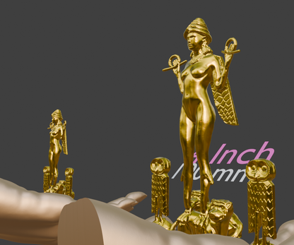 Ishtar Statue | Gold Mesopotamian Goddess Sculpture | Inanna Goddess of Love & War | Ancient Babylonian Mythology Figurine | Historical Decor
