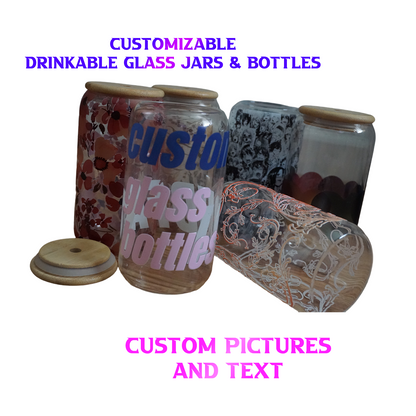 Personalized Glass Jars and Bottles Custom Text and Picture