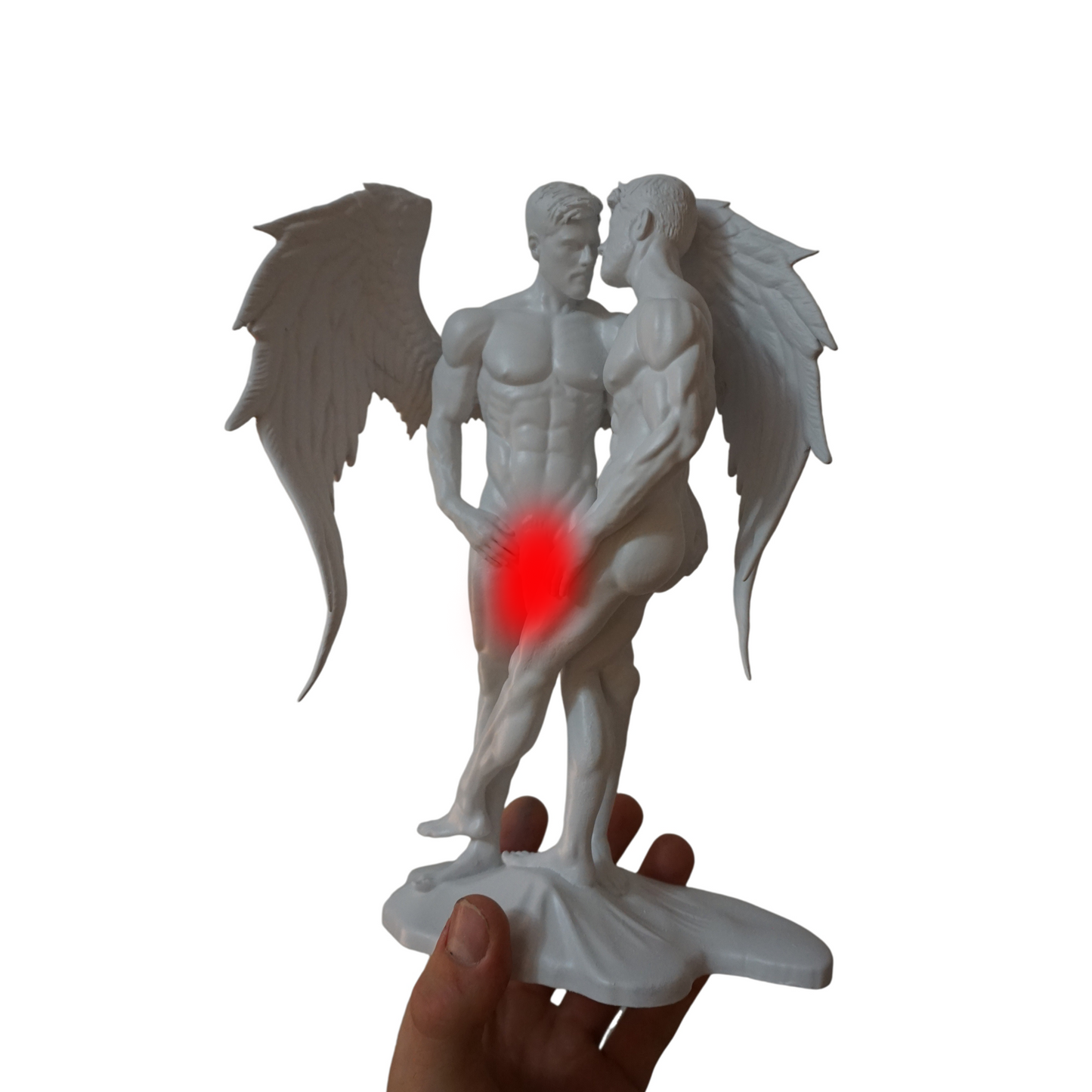 White Haloed Lover Adult Mature Statue Gay Fine Art Dreamy Angel Figurine Classical Male Sculpture Figurative Art Dramatic Greek Inspired Decor