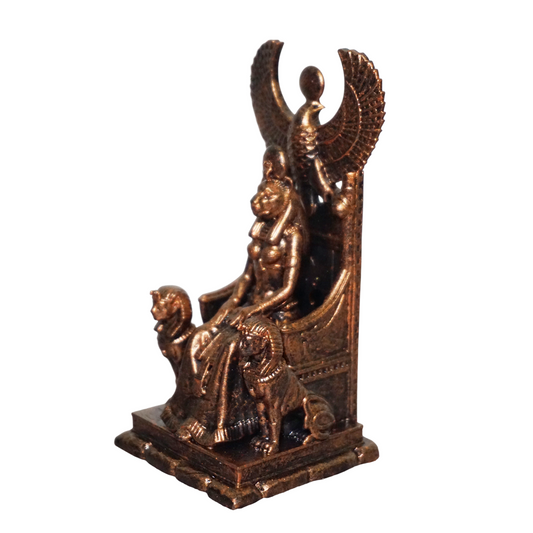 Bastet on throne - Ancient Egyptian Goddess of Cats, Fertility & Joy Sculpture