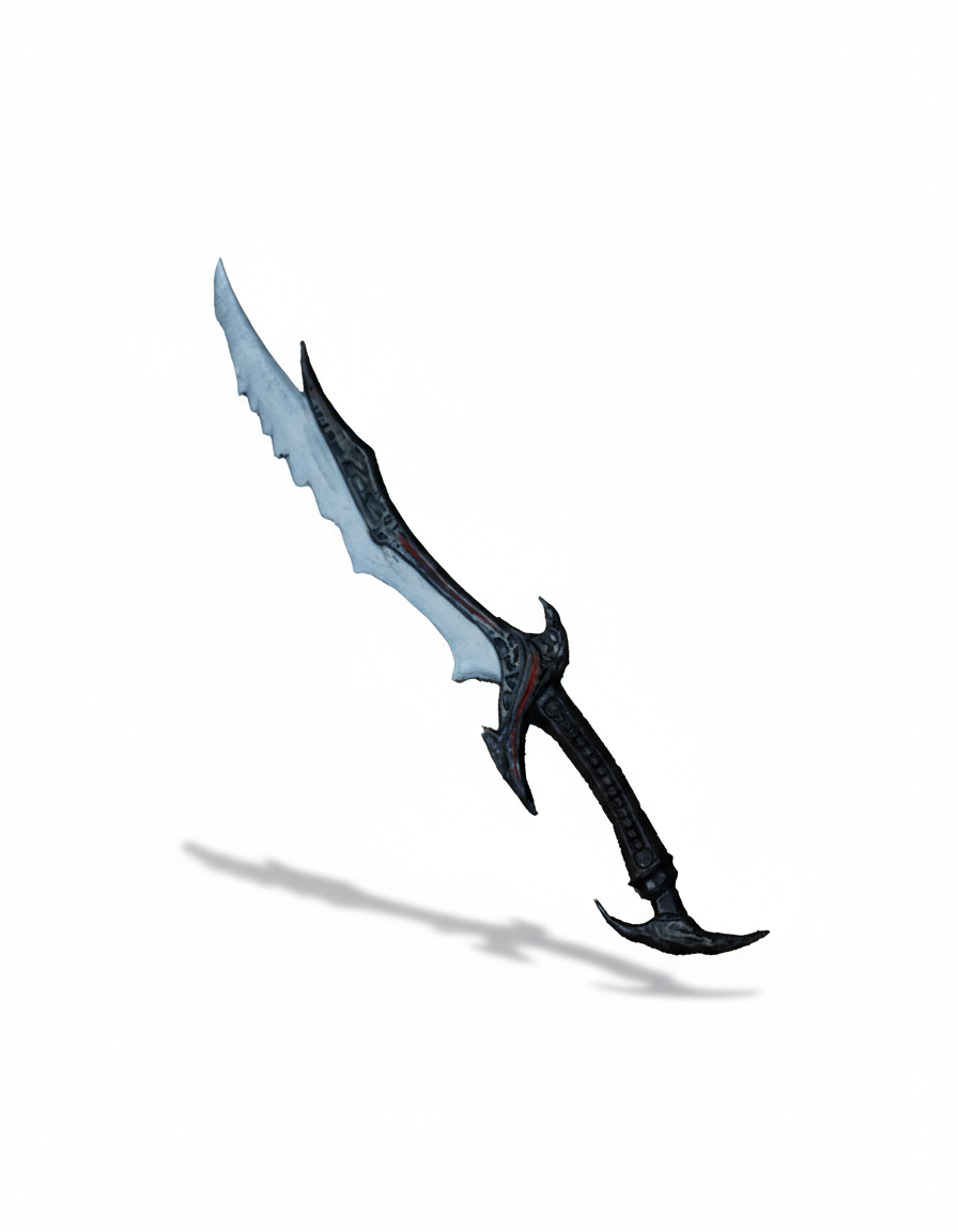 Fantasy sword with a detailed design on a white background