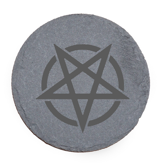 Satanic Slate Coaster Anti Slip Legs Laser Engraved