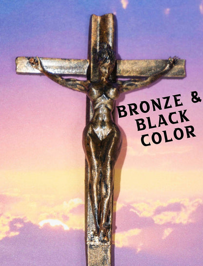 Female, demon on a cross - Sculpture