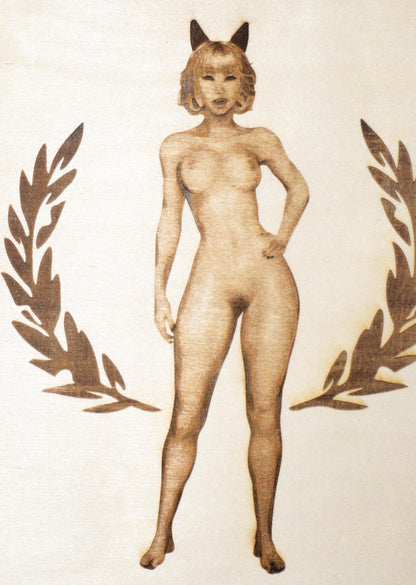 Kitty Woman Wooden Art Piece