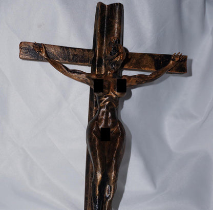 Female, demon on a cross - Sculpture