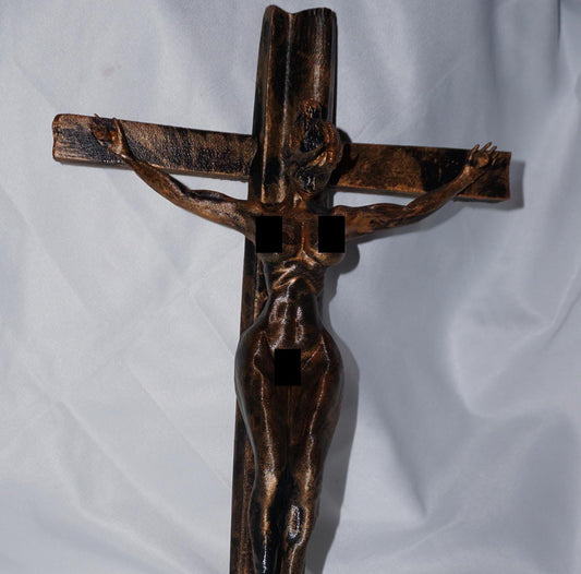 Female, demon on a cross - Sculpture